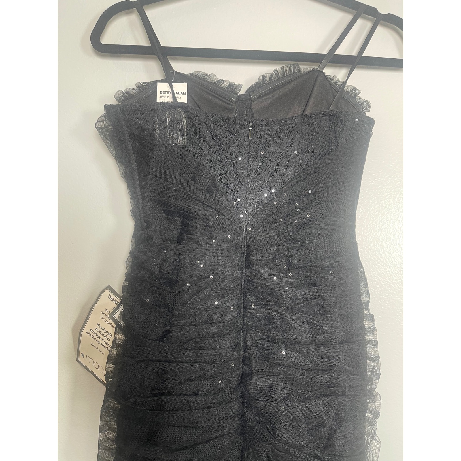 Betsy & Adam Black Sequin Tulle Mermaid Gown Size 2 New Formal Dress Party — image 7 of 8